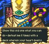 Siamun standing in a stone chamber, saying: Show this old one what you can do. Defeat me 5 times with a deck wherein your heart dwells.